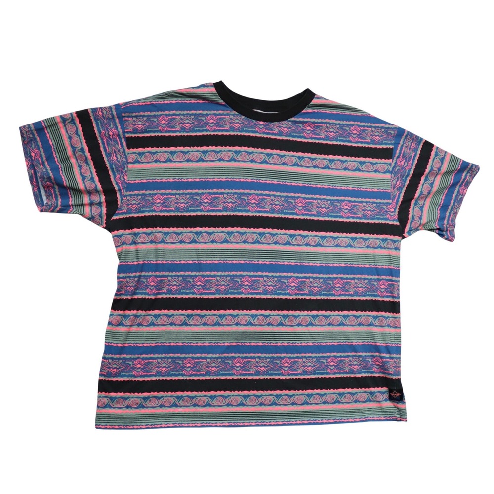 Billabong Realm Shirt Men's Size XXL Dayglow Astro-Brite Striped Surf Skate